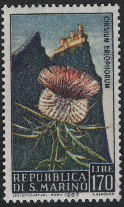 SCG10975 - San Marino – 1967 Native Flowers Definitive Set (3 Stamps)