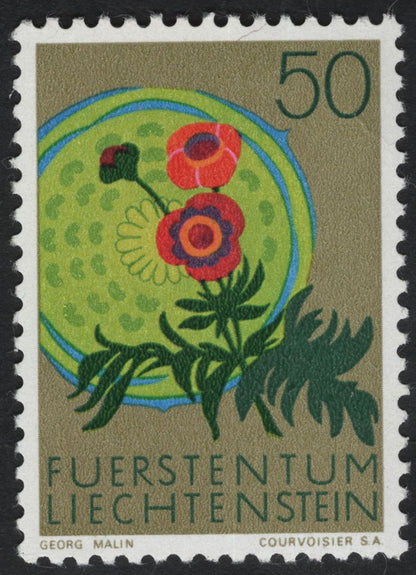 SCG10971 - Liechtenstein – Stylized Alpine Flowers Definitive Set (1960s)