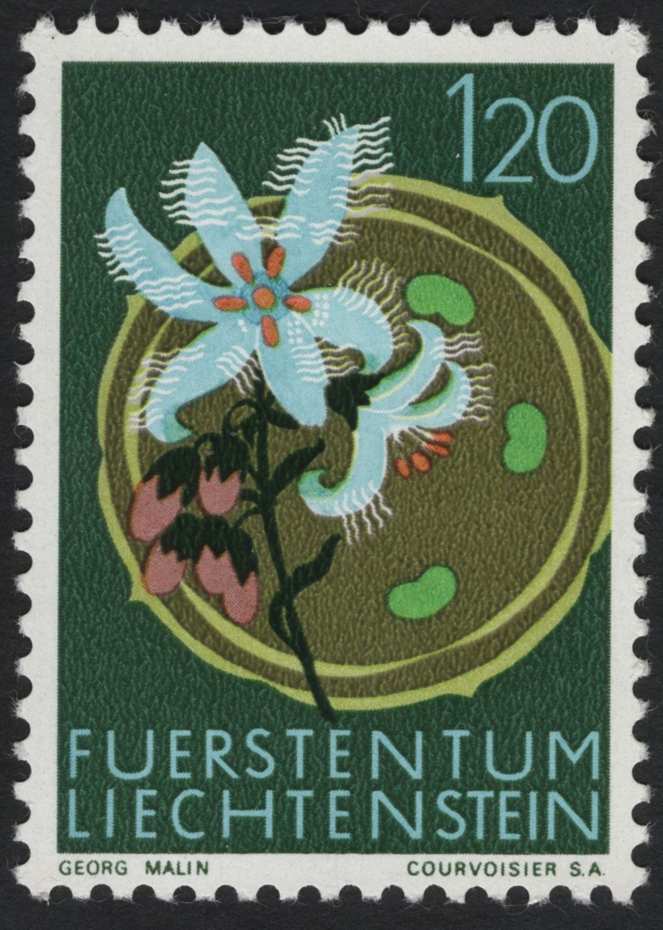 SCG10971 - Liechtenstein – Stylized Alpine Flowers Definitive Set (1960s)