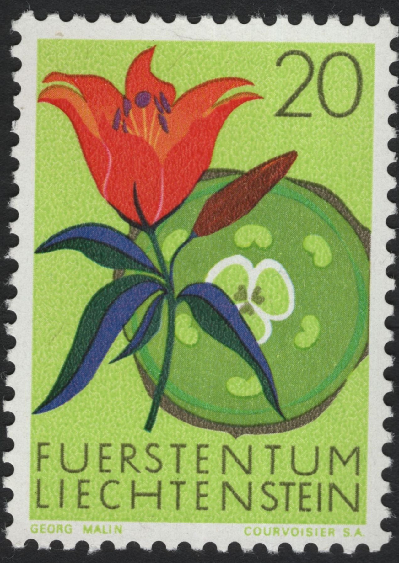 SCG10971 - Liechtenstein – Stylized Alpine Flowers Definitive Set (1960s)