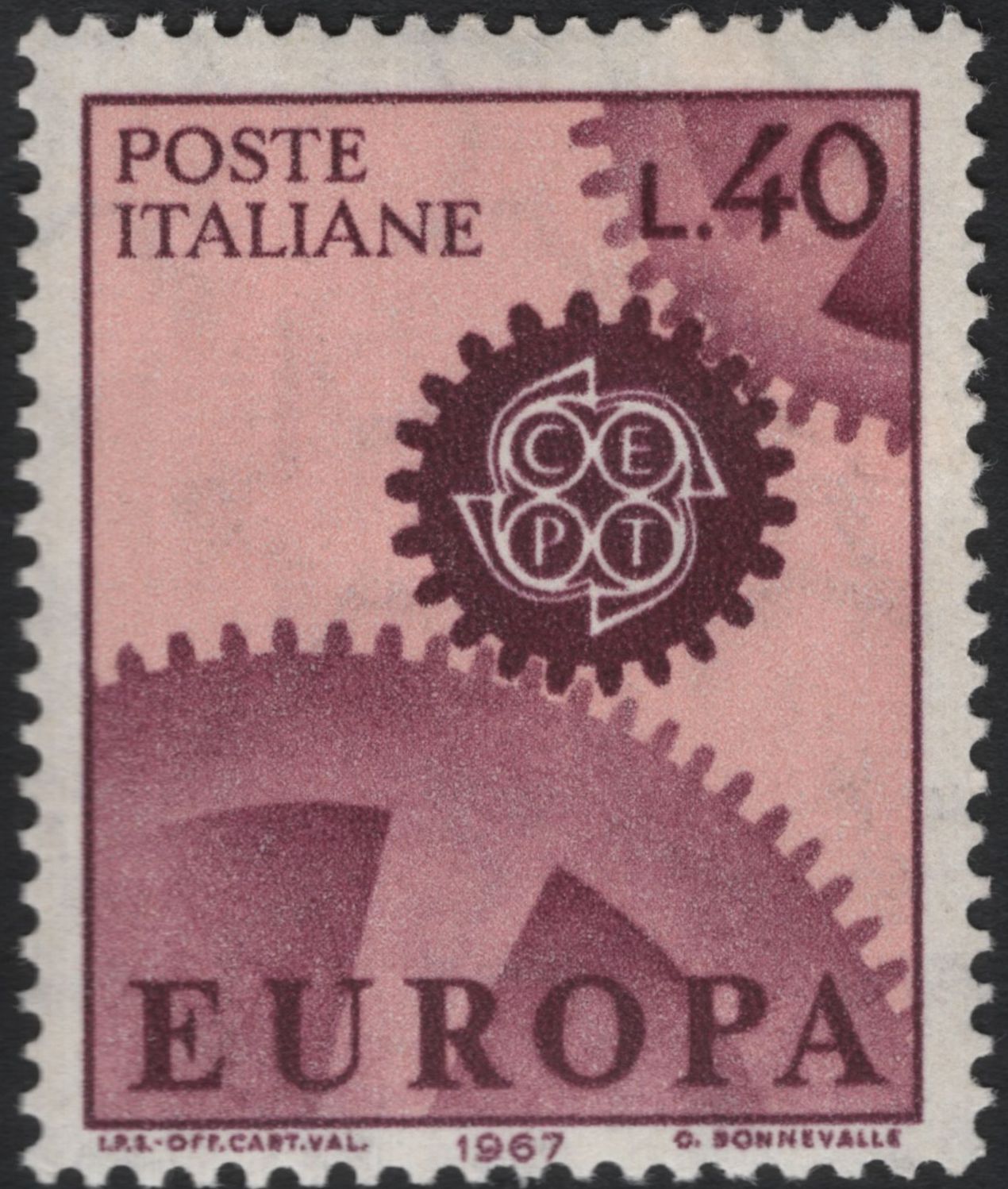 SCG10857 - Italy 1967 CEPT Europa “Gears of Cooperation” Pair