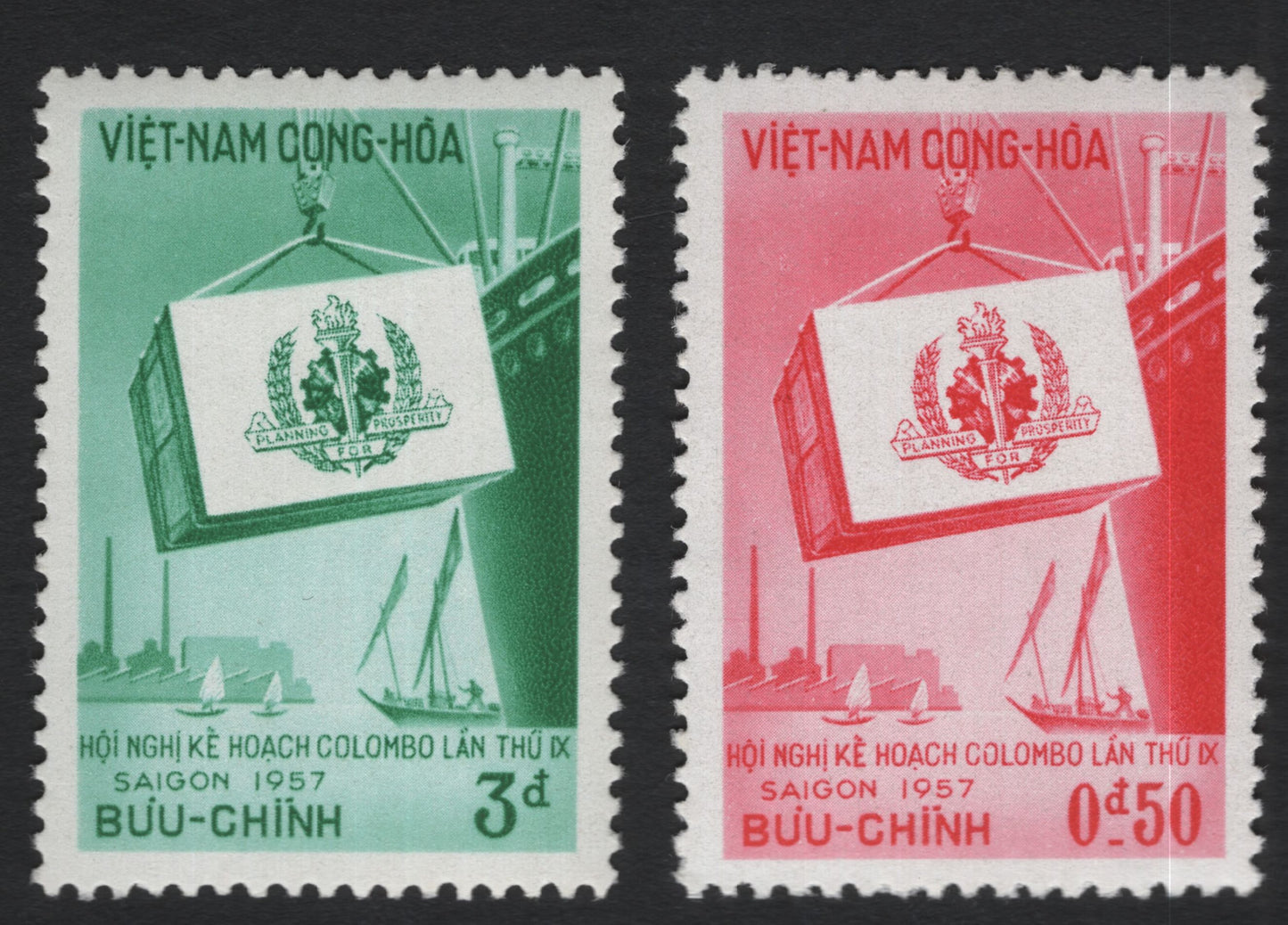 SCG10986 - South Vietnam 1957 Colombo Plan Conference – Saigon Issue (Set of 2)