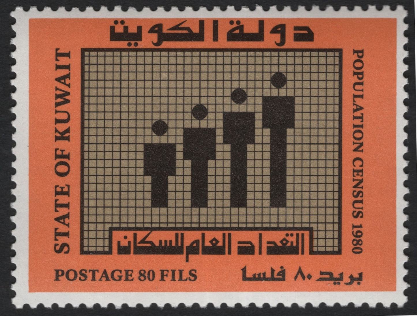 SCG10983 - Kuwait 1980 Population Census – Stylized Human Figures (30f & 80f) Commemorative Stamps