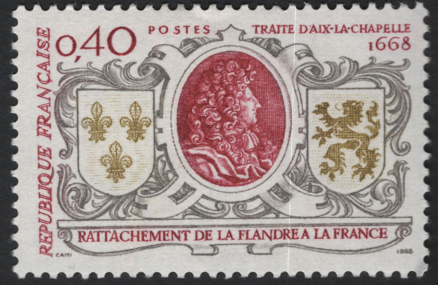 SCG10996 - France 1968 Historical Anniversaries Pair – Corsica & Flanders Reunification Stamps