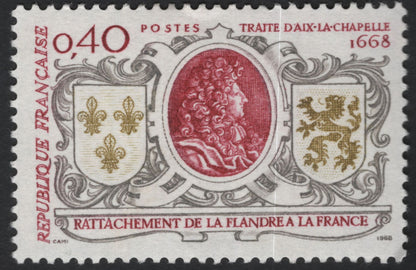 SCG10996 - France 1968 Historical Anniversaries Pair – Corsica & Flanders Reunification Stamps