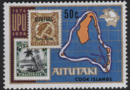 SCG10998 - Aitutaki (Cook Islands) 1974 – UPU Centenary Map Stamps (Pair)