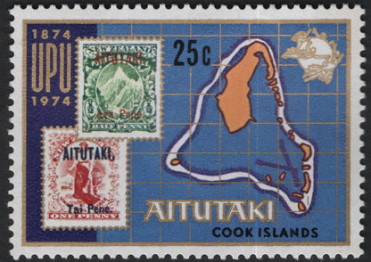 SCG10998 - Aitutaki (Cook Islands) 1974 – UPU Centenary Map Stamps (Pair)