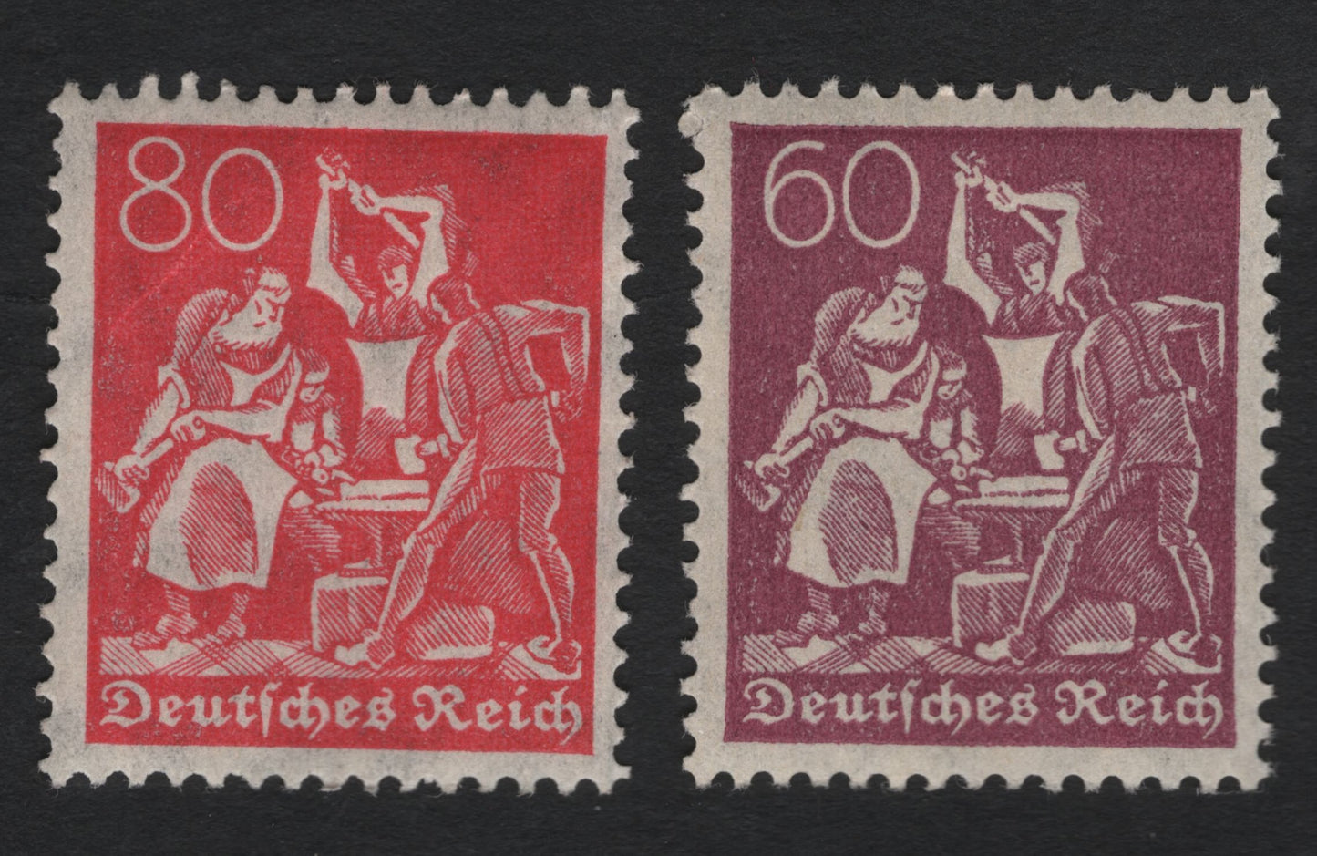 SCG10999 - Germany (Deutsches Reich) – Labor & Industry “Blacksmiths” Pair, 60pf & 80pf