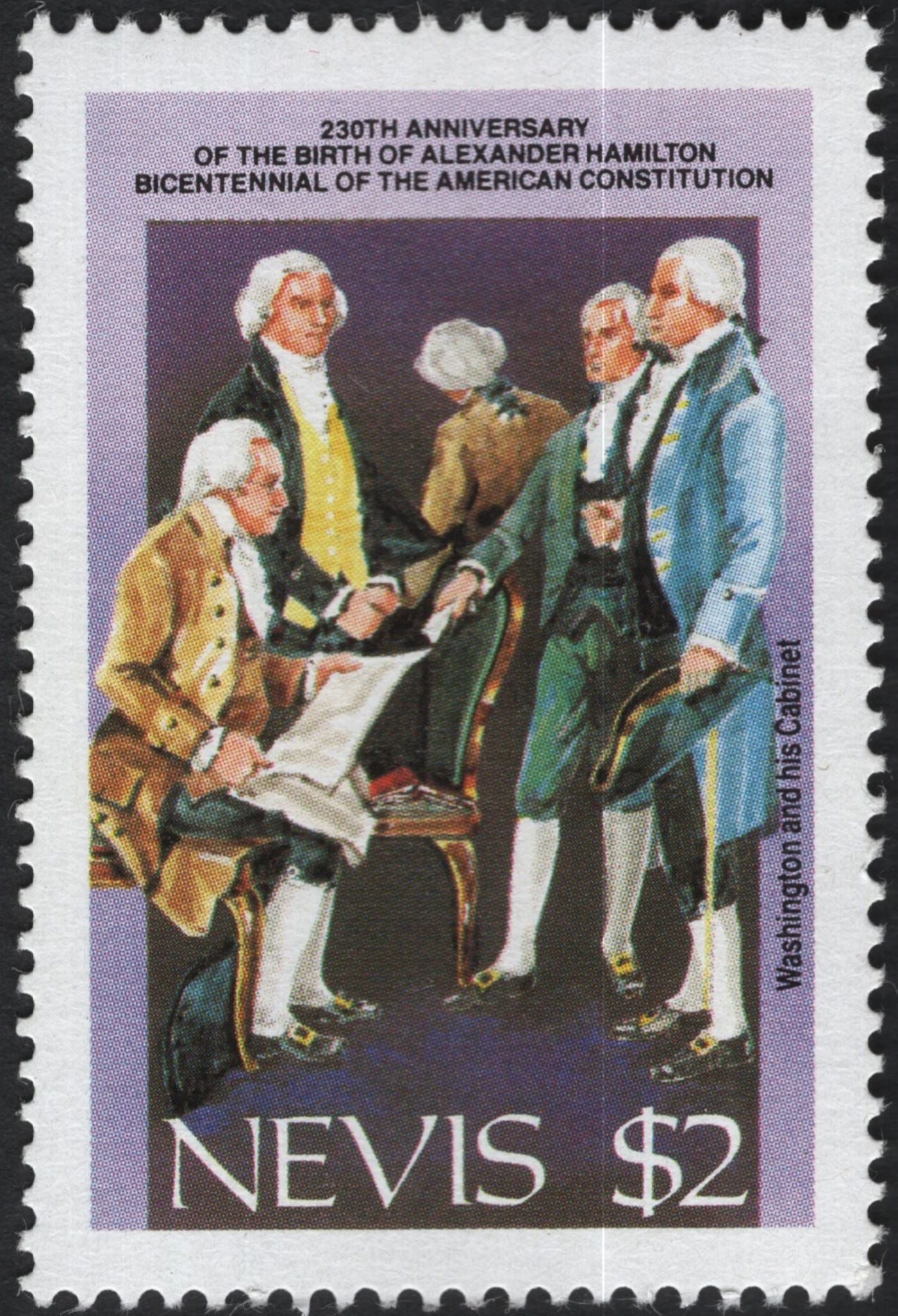 SCG10992 - Nevis – 230th Anniversary of Alexander Hamilton & U.S. Constitution Bicentennial (1987) – Stamp Pair