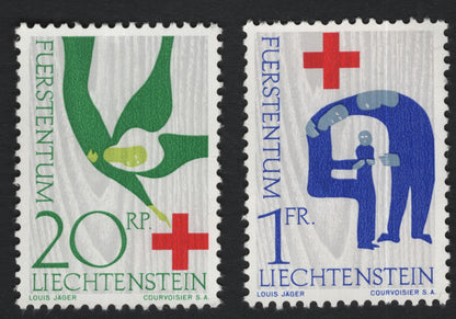 SCG10994 - Liechtenstein Red Cross Charity Stamps – Helping Hands & Family Care Pair