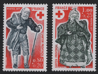 SCG10995 - France 1977 Red Cross – Provence Folk Costumes Semi-Postal Stamp Pair