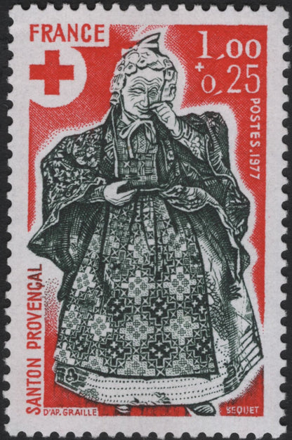 SCG10995 - France 1977 Red Cross – Provence Folk Costumes Semi-Postal Stamp Pair