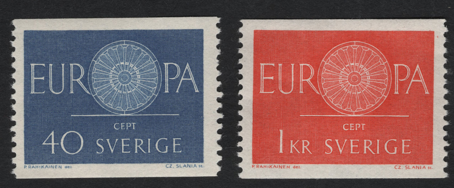 SCG11053 - Sweden (Sverige) 1960 Europa CEPT – Common Design Issue (40 öre & 1 Krona Pair)