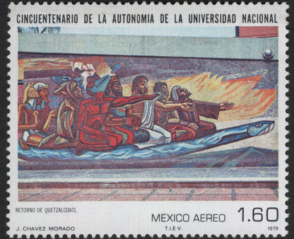 SCG11058 - Mexico 1979 – Return of Quetzalcoatl Mural, UNAM Autonomy (Airmail)