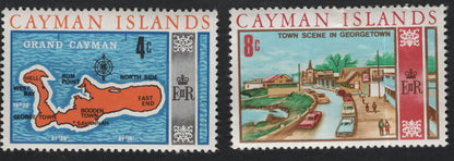 SCG11062 - Cayman Islands 4c & 8c Pictorial Definitives – Grand Cayman Map & Georgetown Town Scene (1960s)