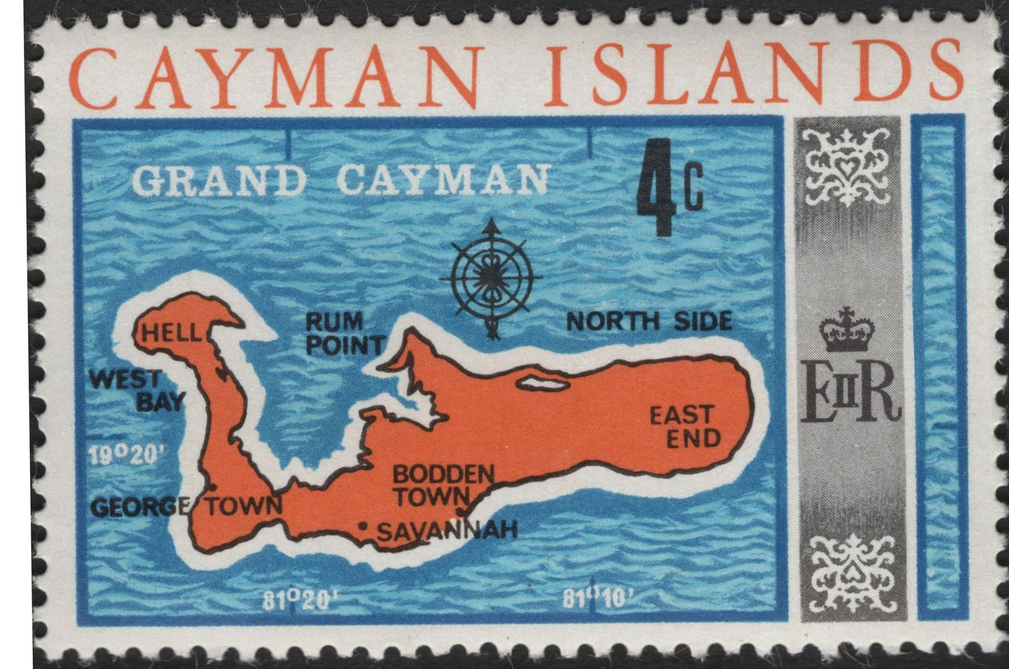 SCG11062 - Cayman Islands 4c & 8c Pictorial Definitives – Grand Cayman Map & Georgetown Town Scene (1960s)