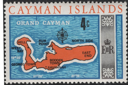 SCG11062 - Cayman Islands 4c & 8c Pictorial Definitives – Grand Cayman Map & Georgetown Town Scene (1960s)