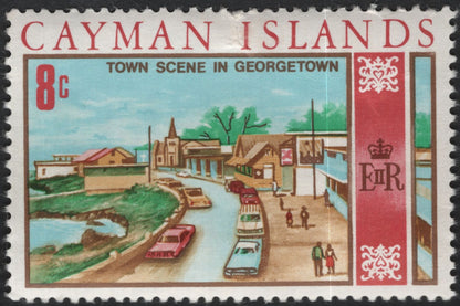 SCG11062 - Cayman Islands 4c & 8c Pictorial Definitives – Grand Cayman Map & Georgetown Town Scene (1960s)