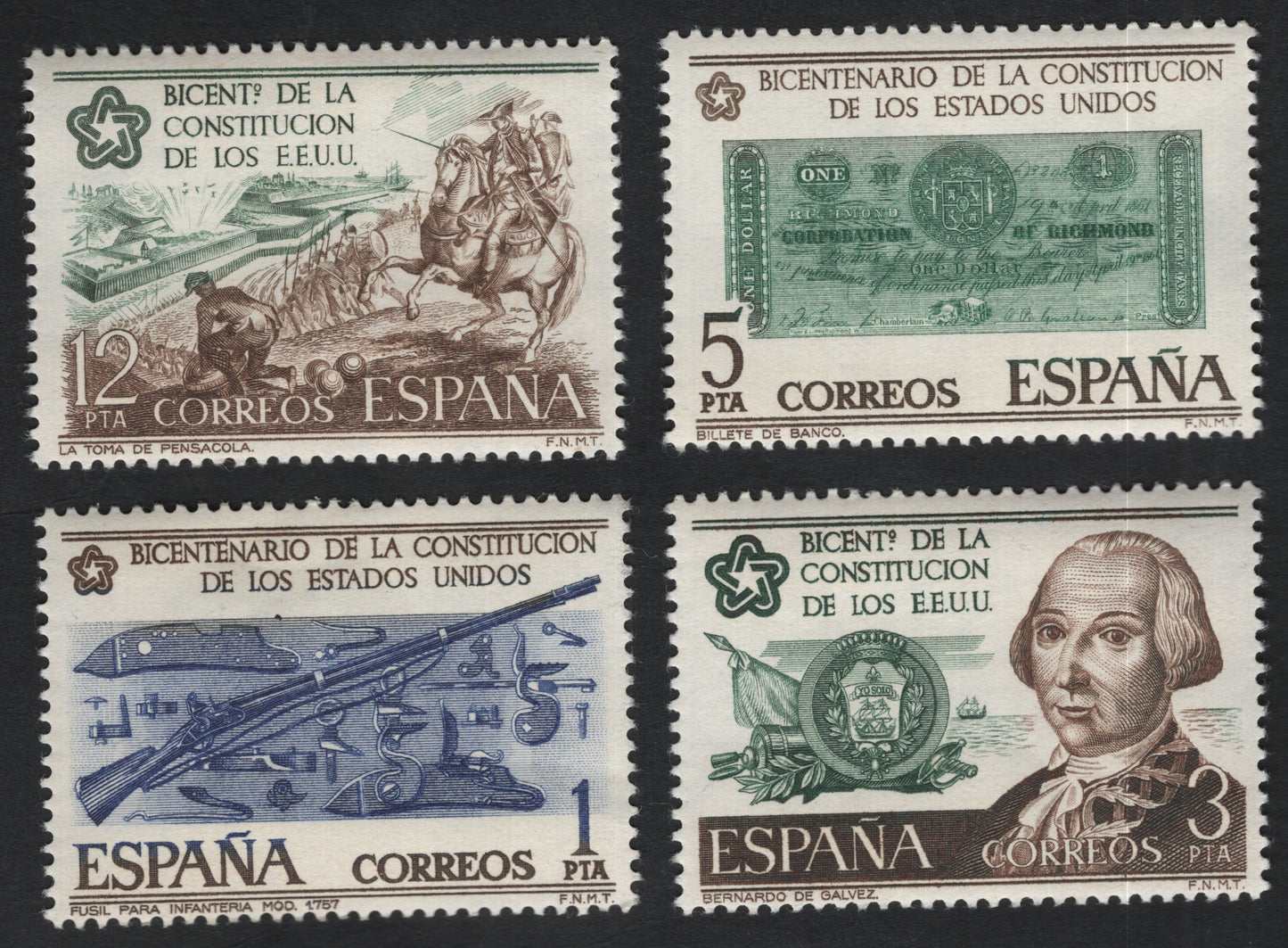 SCG11063 - Spain – 1987 U.S. Constitution Bicentenary Commemorative Set (4 Stamps)