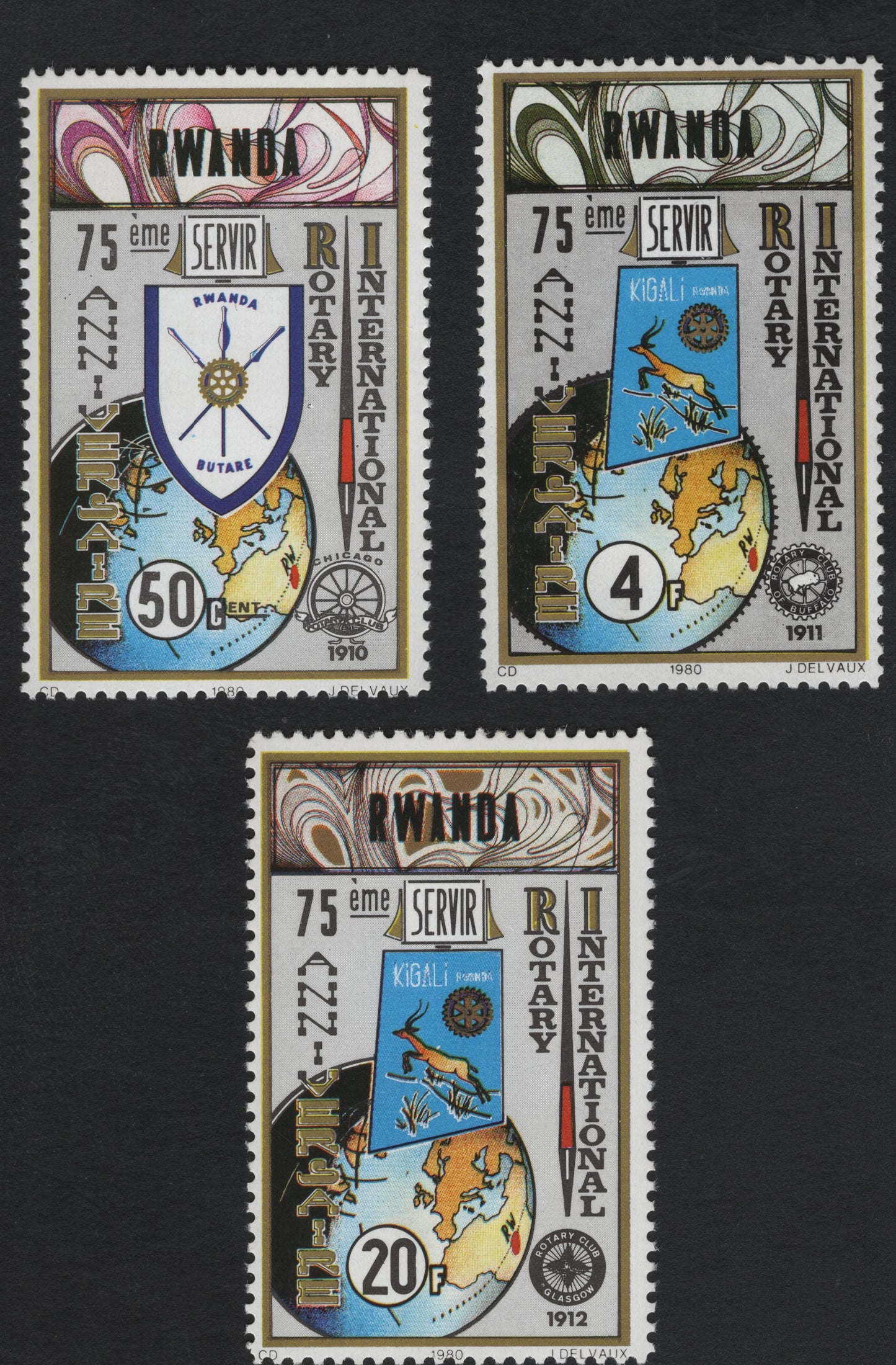 SCG11064 - Rwanda 1980 – Rotary International 75th Anniversary Commemorative Stamps (Set of 3)