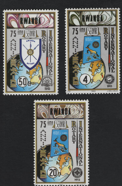 SCG11064 - Rwanda 1980 – Rotary International 75th Anniversary Commemorative Stamps (Set of 3)