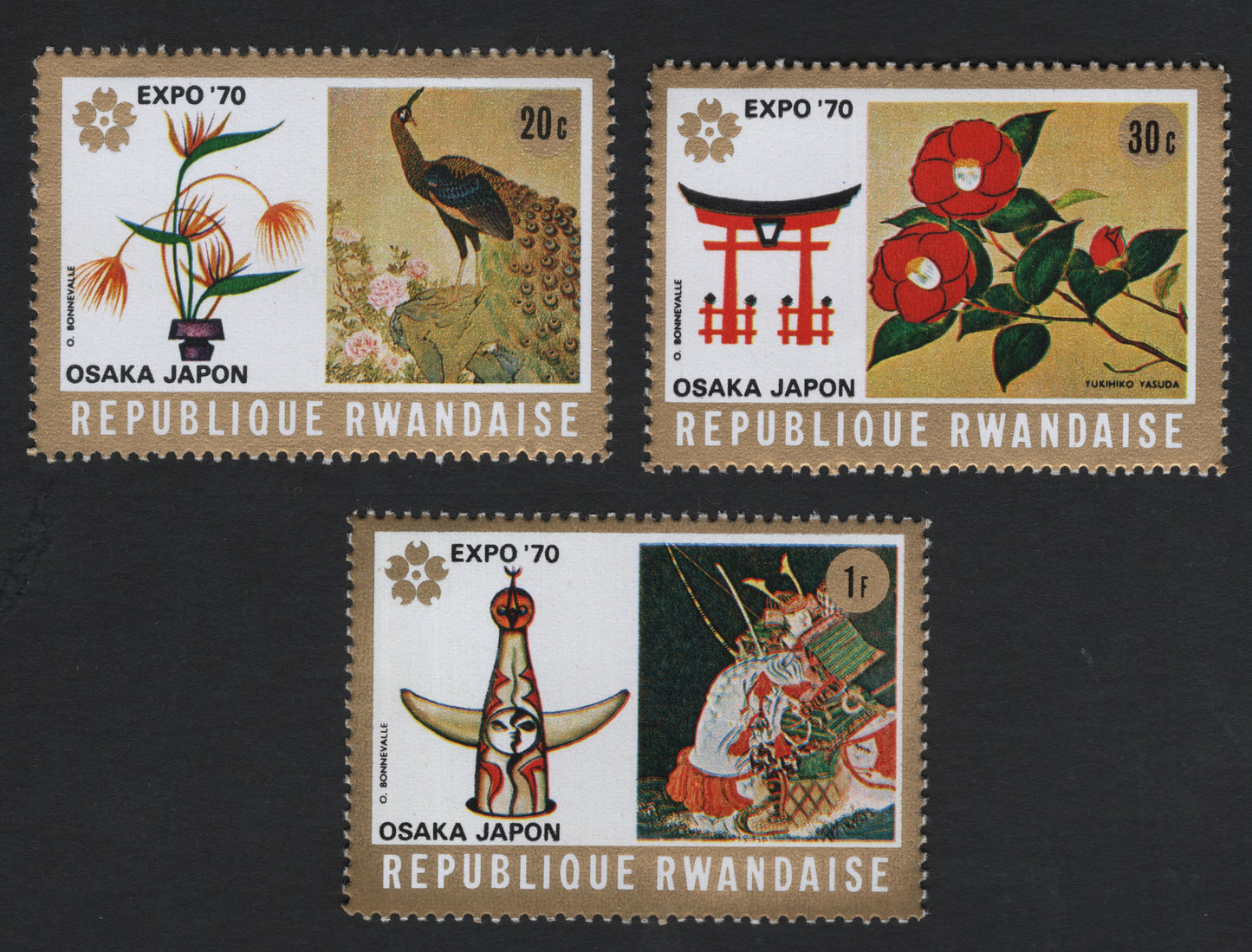 SCG11070 - Rwanda 1970 – Expo ’70 Osaka, Japan | Japanese Art & Culture Set (3 Stamps)