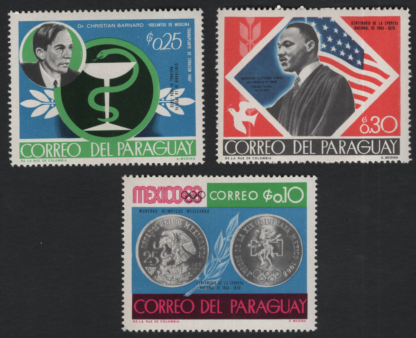 SCG11074 - 🇵🇾 Paraguay – Dr. Christiaan Barnard, Heart Transplant Pioneer (1968)