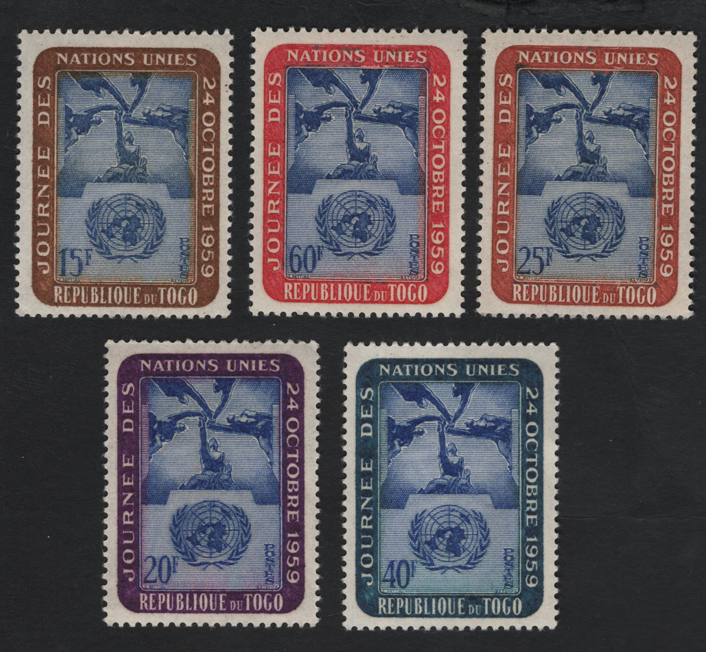 SCG11088 - Togo 1959 United Nations Day – “Hands of Humanity” Full Set (5 Values)