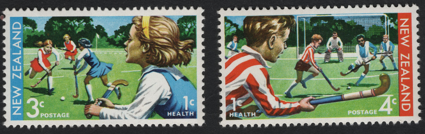 SCG10933 - New Zealand – Children Playing Field Hockey | Health Semi-Postal Pair (3c+1c & 4c+1c)
