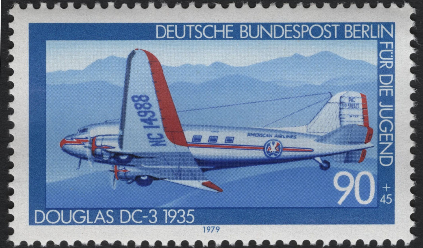 SCG10938 - Germany (Berlin) – Historic Civil Aircraft Semi-Postal Pair, Douglas DC-3 (1935) & Fokker F27 Friendship (1955)