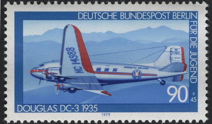 SCG10938 - Germany (Berlin) – Historic Civil Aircraft Semi-Postal Pair, Douglas DC-3 (1935) & Fokker F27 Friendship (1955)
