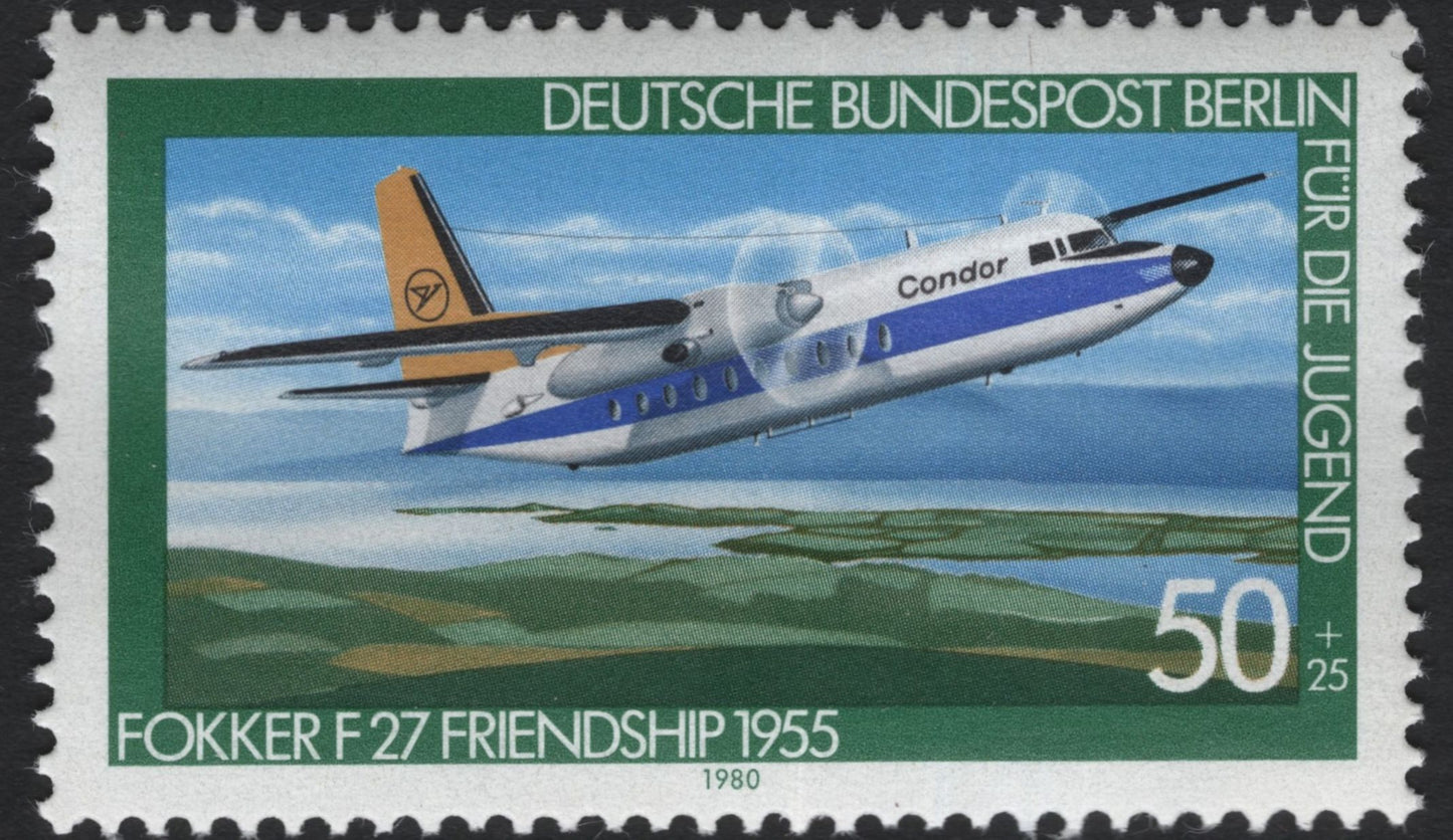 SCG10938 - Germany (Berlin) – Historic Civil Aircraft Semi-Postal Pair, Douglas DC-3 (1935) & Fokker F27 Friendship (1955)