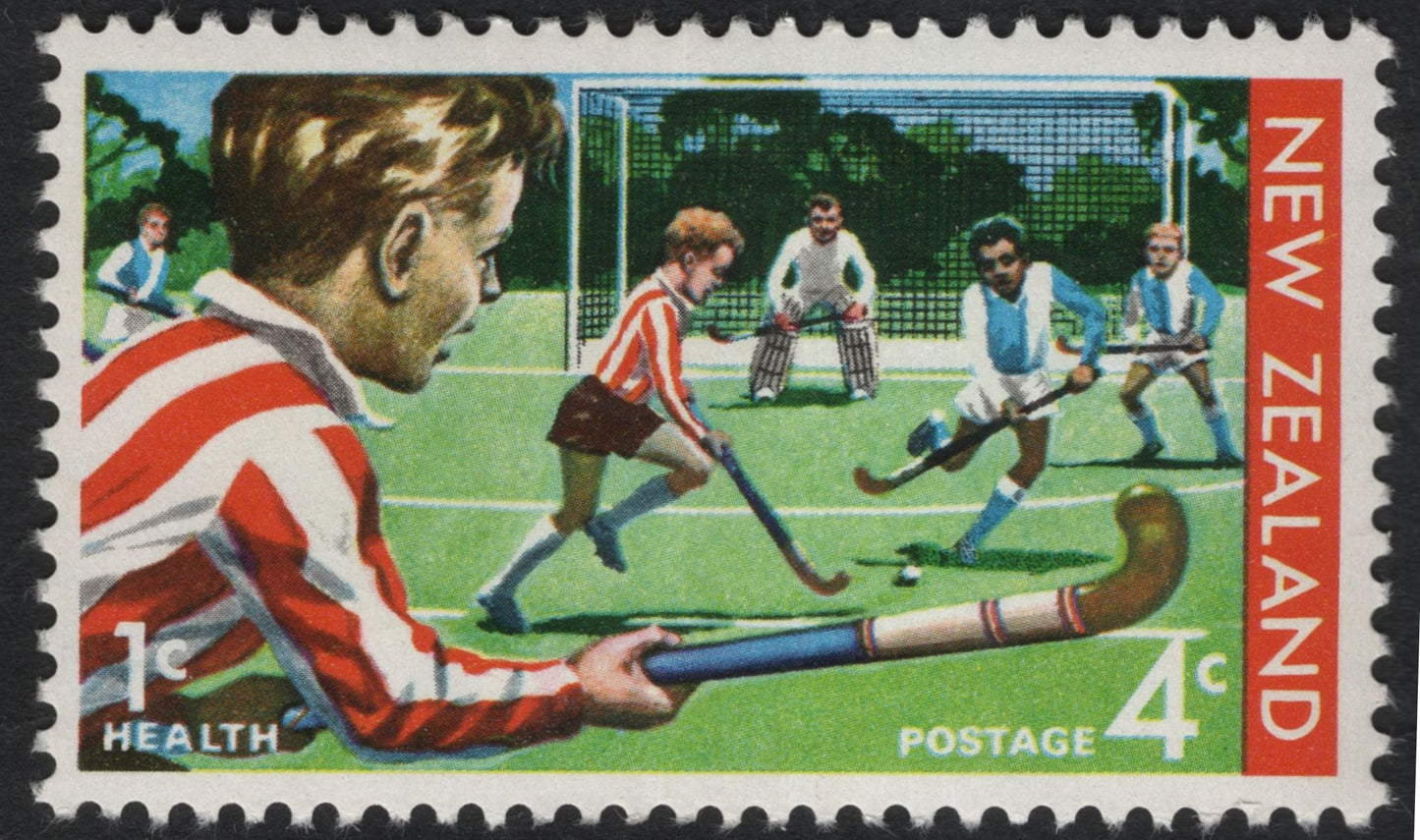 SCG10933 - New Zealand – Children Playing Field Hockey | Health Semi-Postal Pair (3c+1c & 4c+1c)