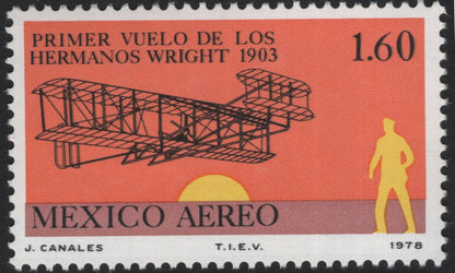 SCG10935 - Mexico 1978 Airmail Stamps – Wright Brothers First Flight 1903 (Set of 2)