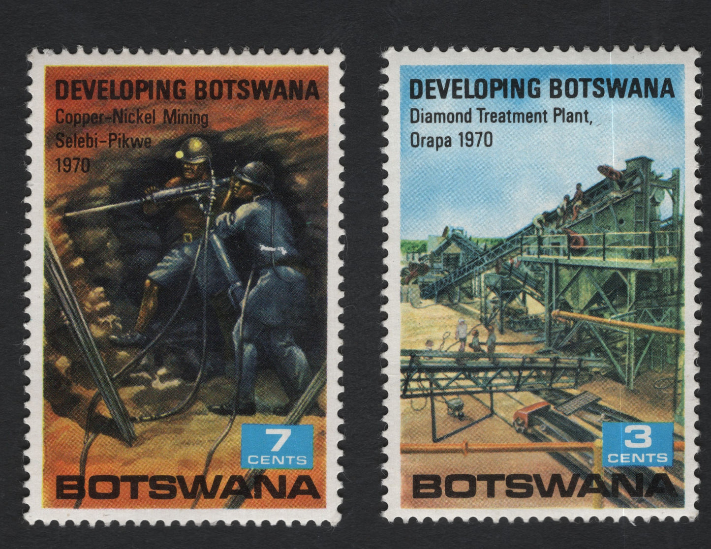 SCG11214 - Botswana 1970 “Developing Botswana” Mining & Diamond Industry Stamps
