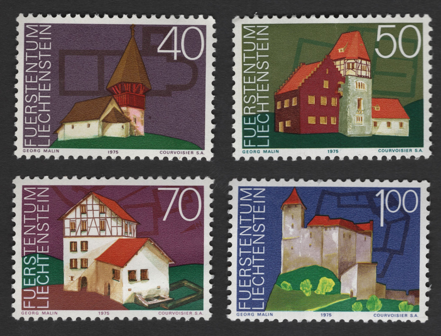 SCG11218 - Liechtenstein 1975 Historic Architecture & Castles – Complete Definitive Set