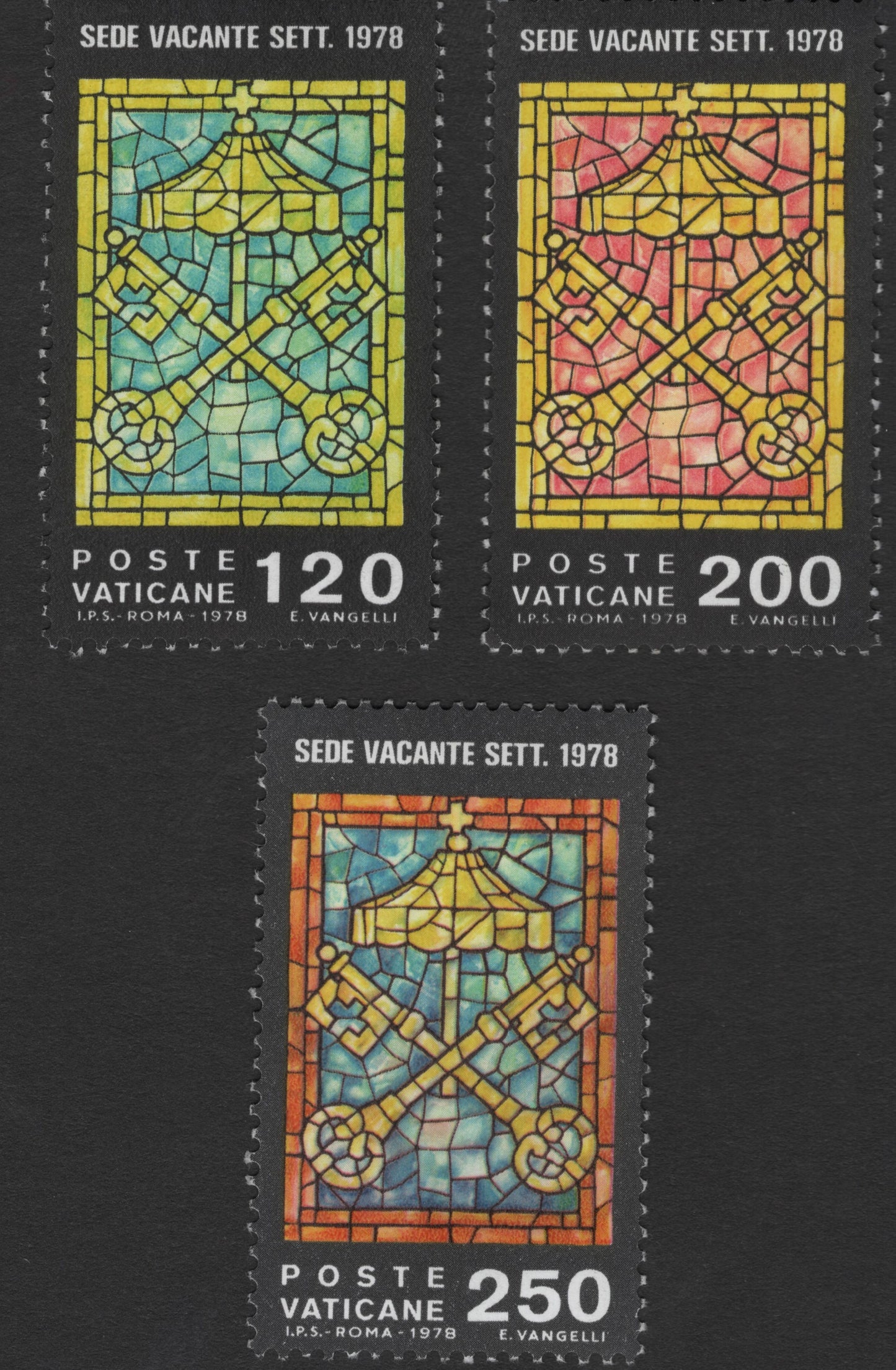 SCG11221 - Vatican City – Sede Vacante Stained Glass Keys Set (1978)