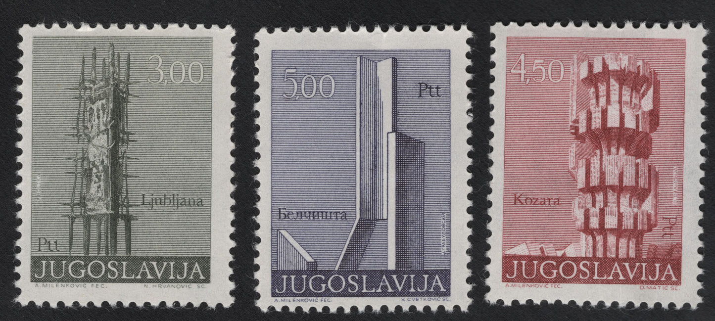 SCG11150 - Yugoslavia – Modernist Monuments & Architecture (Ljubljana, Belgrade, Kozara) – Definitive Set