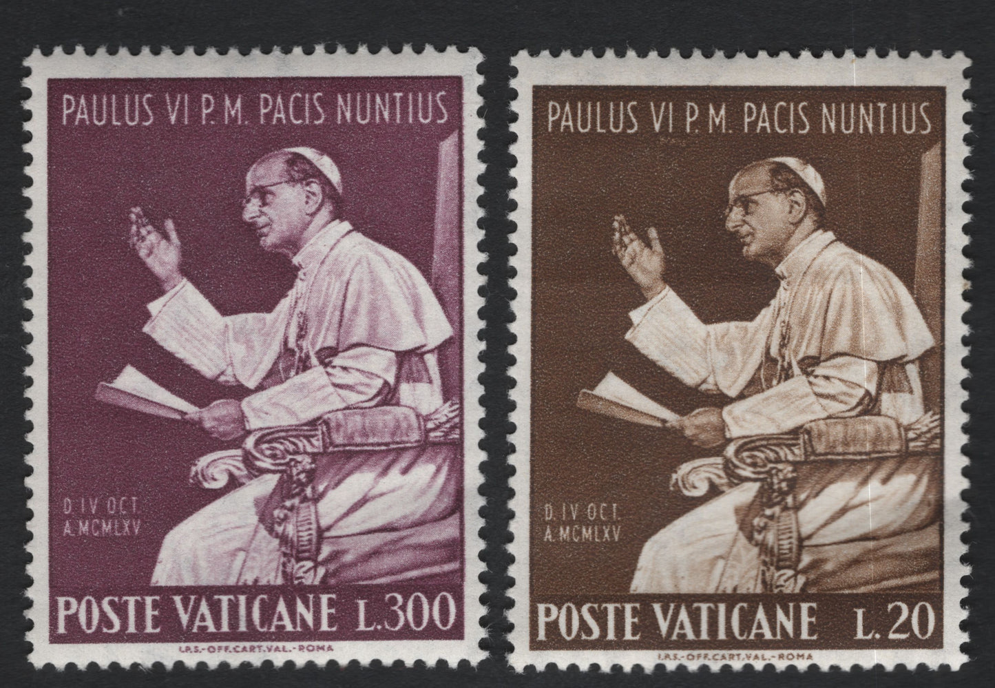SCG11165 - Vatican City – Pope Paul VI “Messenger of Peace” Stamps (1965)