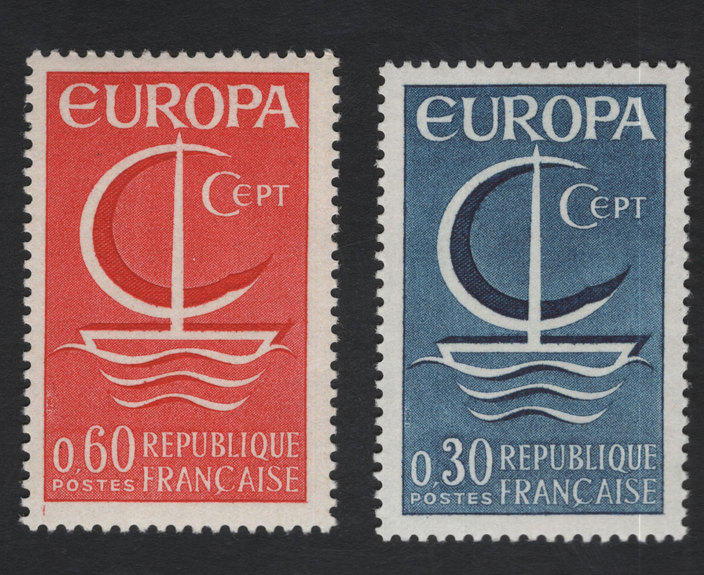 SCG11175 - France – Europa CEPT 1967 “Sailing Ship” Definitive Pair