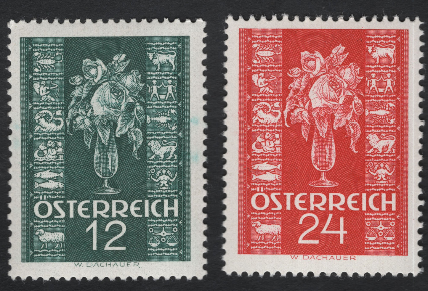 SCG11180 - Austria – Folk Art Rose Motif Definitives (W. Dachauer Design)