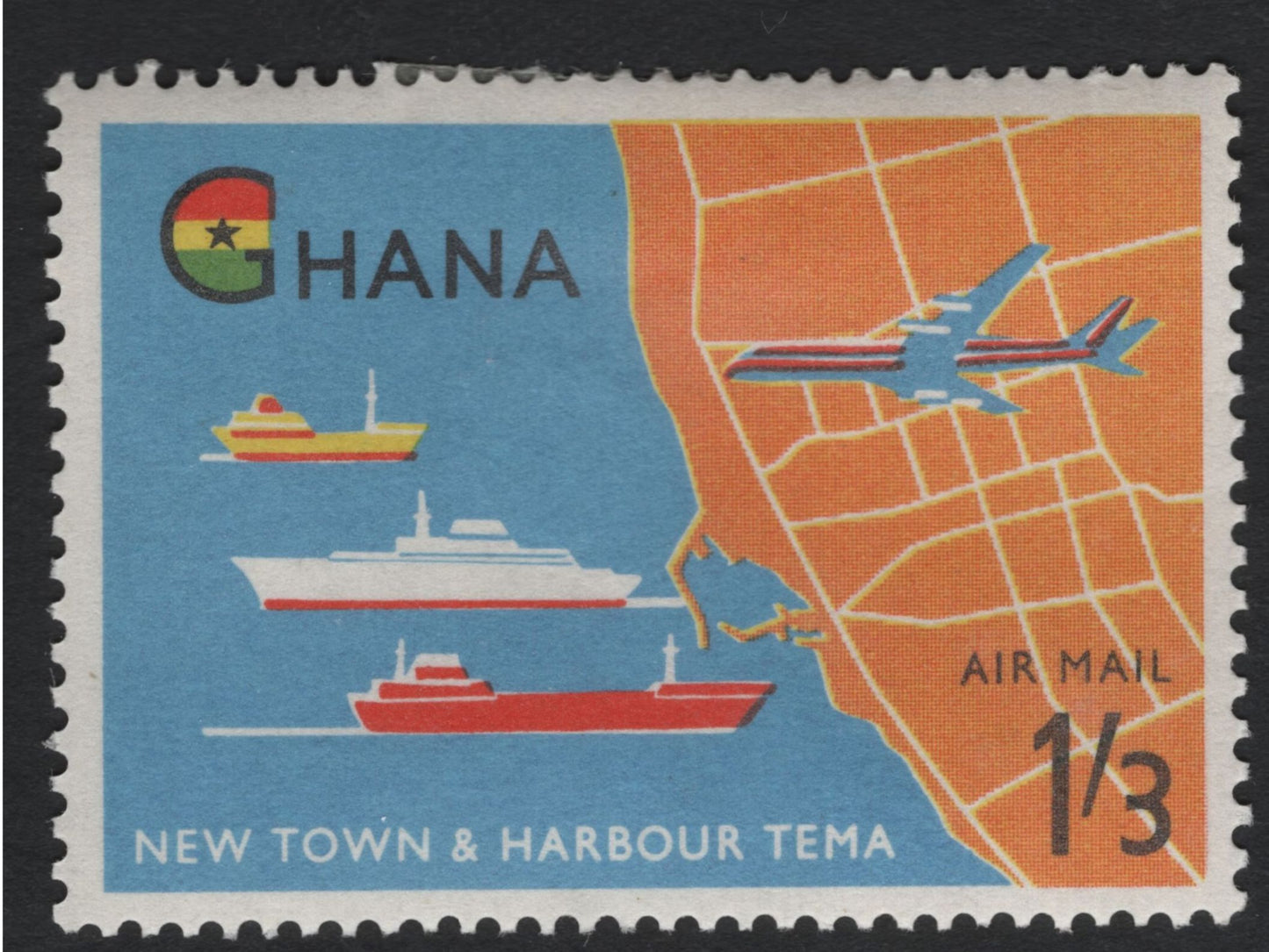 SCG11189 - Ghana – New Town & Harbour, Tema (Airmail Issue)