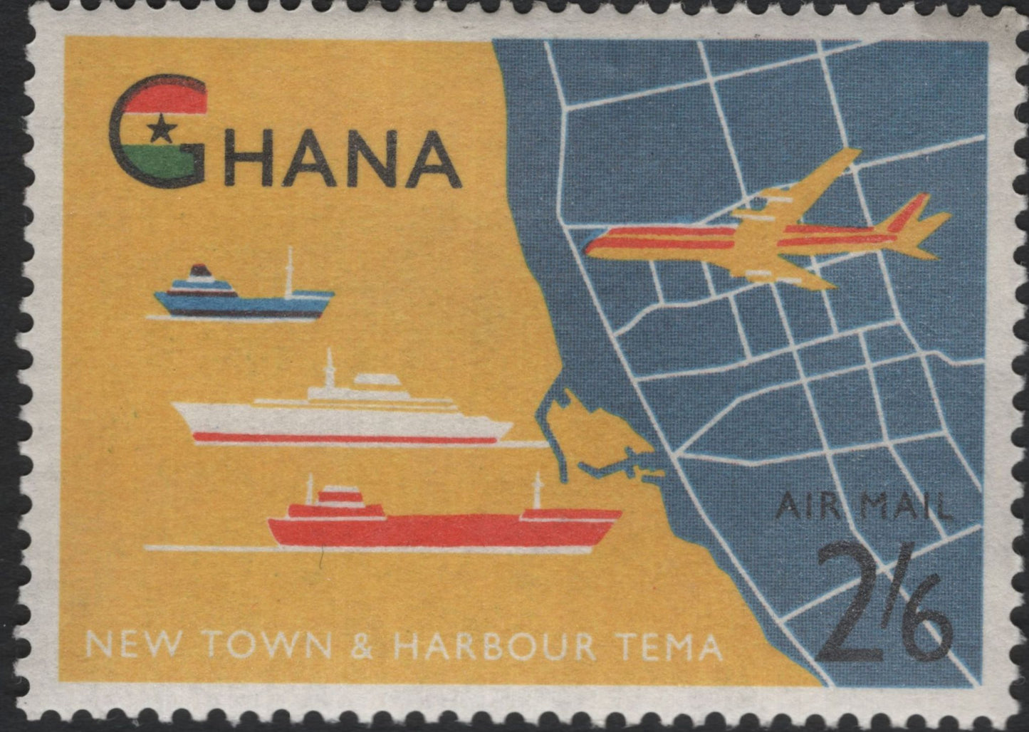 SCG11189 - Ghana – New Town & Harbour, Tema (Airmail Issue)