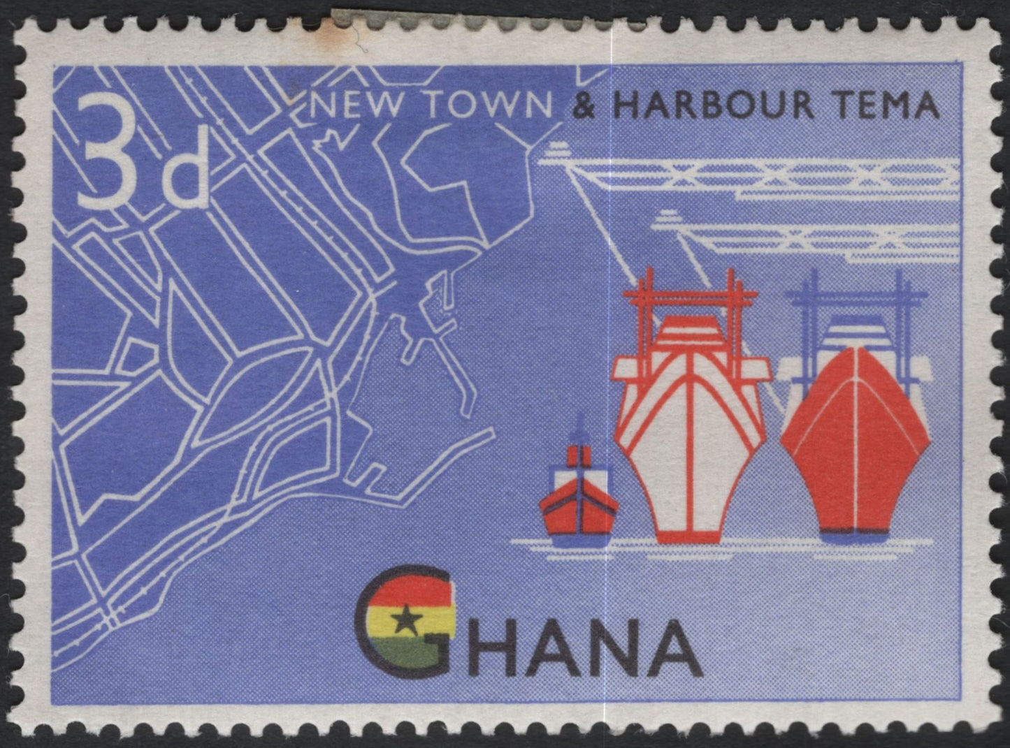 SCG11189 - Ghana – New Town & Harbour, Tema (Airmail Issue)