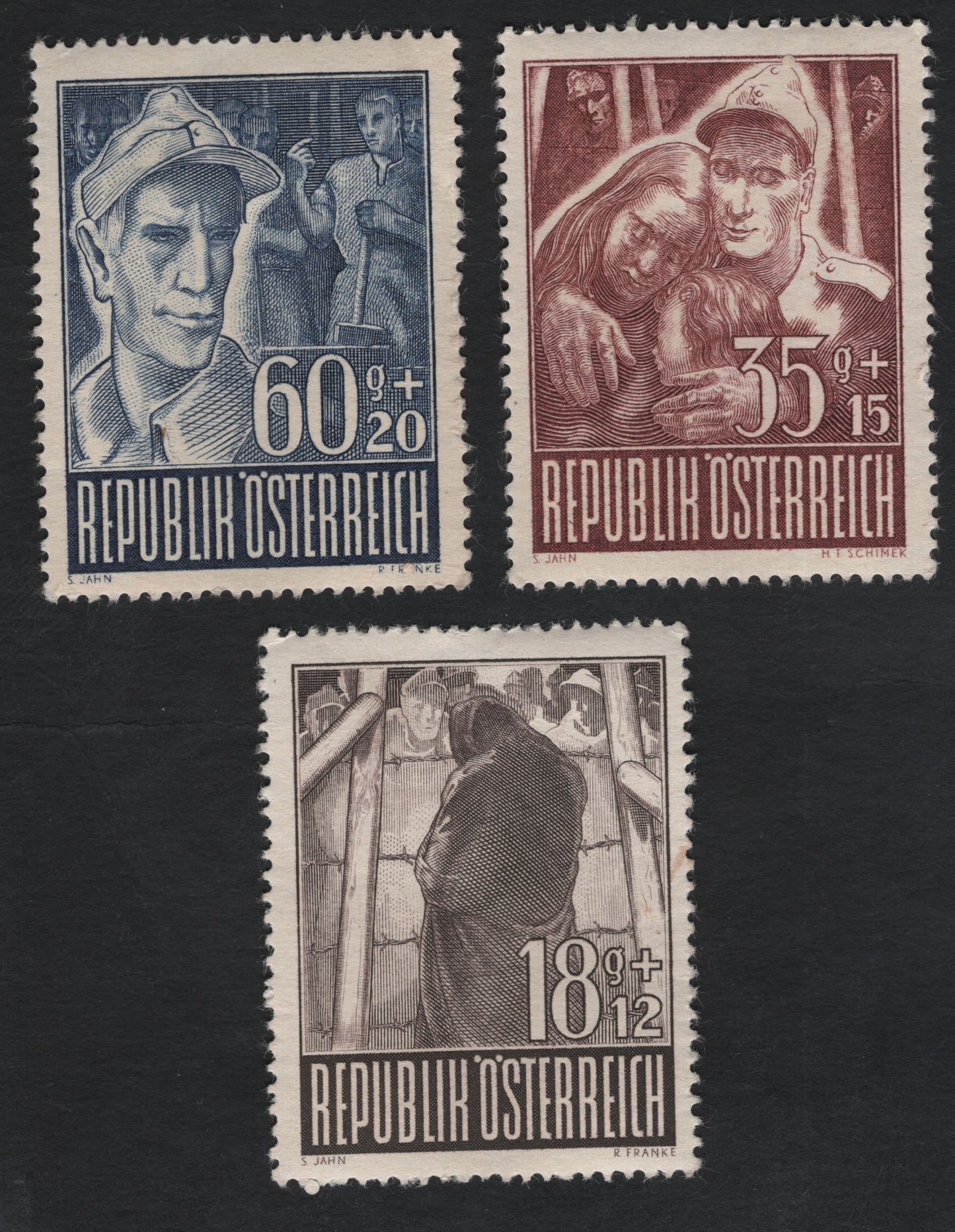 SCG11191 - Austria 1946 Prisoners of War Relief – Semi-Postal Set (3 Stamps)