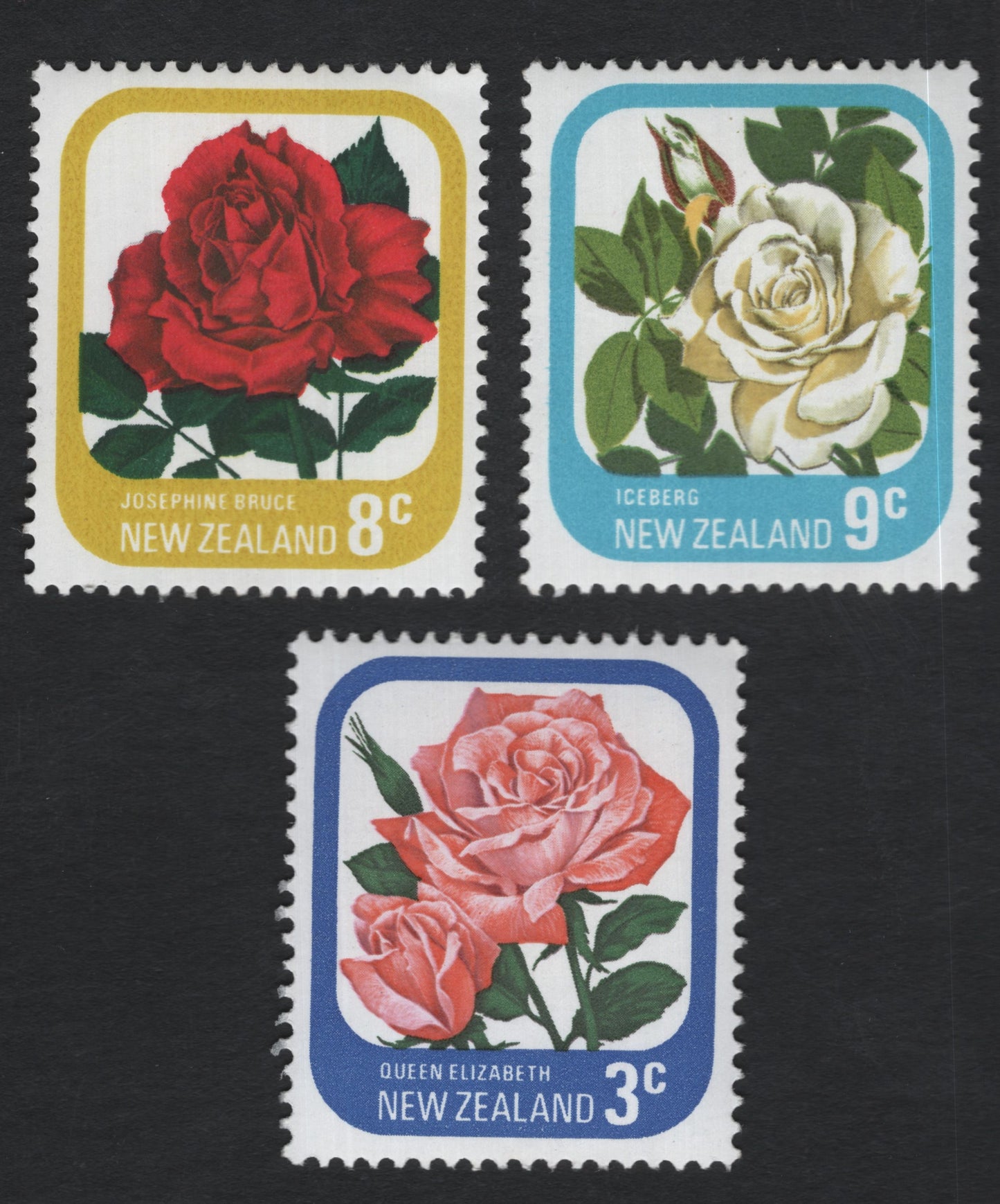 SCG11197 - New Zealand Roses Definitive Set – Garden Varieties (3c, 8c, 9c)