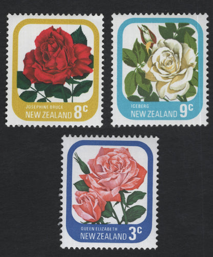 SCG11197 - New Zealand Roses Definitive Set – Garden Varieties (3c, 8c, 9c)