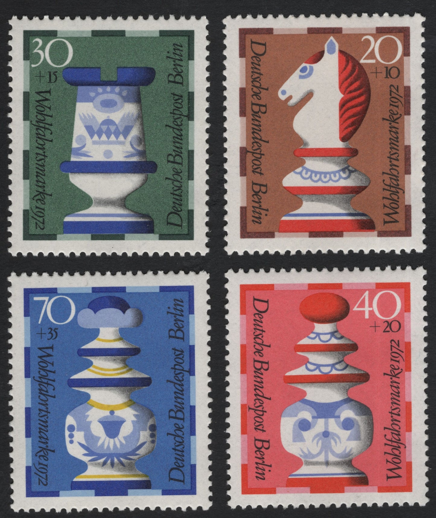 SCG11206 - Germany (Berlin) 1972 Welfare Chess Pieces – Semi-Postal Set