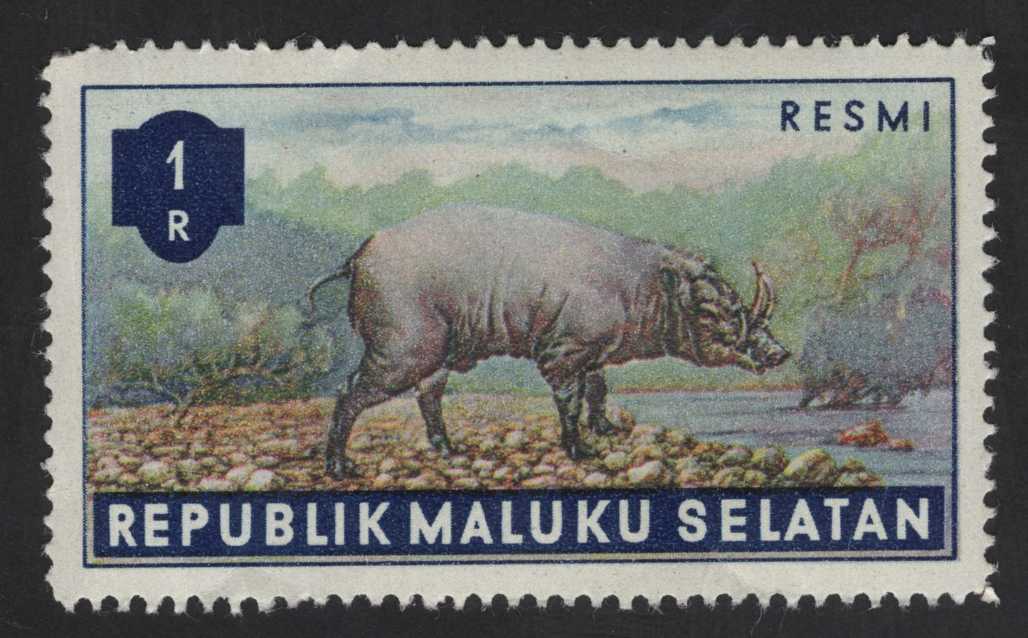 SCG13375 - Republic of South Maluku 1R Official Stamp – Babirusa Wild Pig