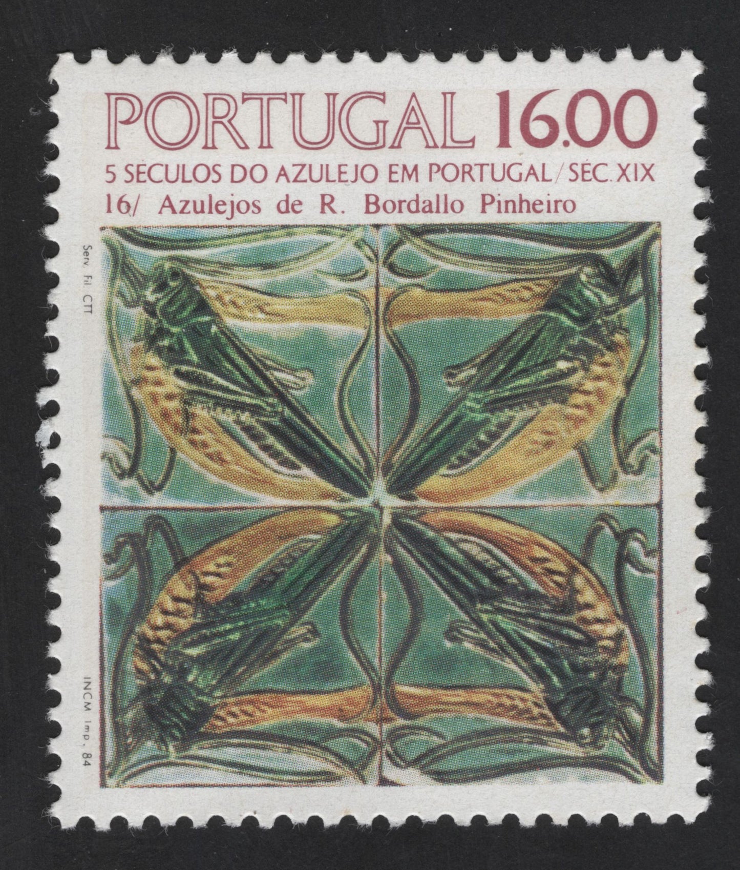 SCG13390 - Portugal 16$00 Azulejos Tile Art – Rafael Bordallo Pinheiro (5 Séculos do Azulejo)
